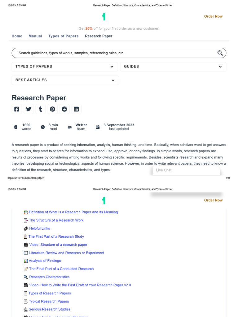 Research Paper Definition, Structure, Characteristics, and Types