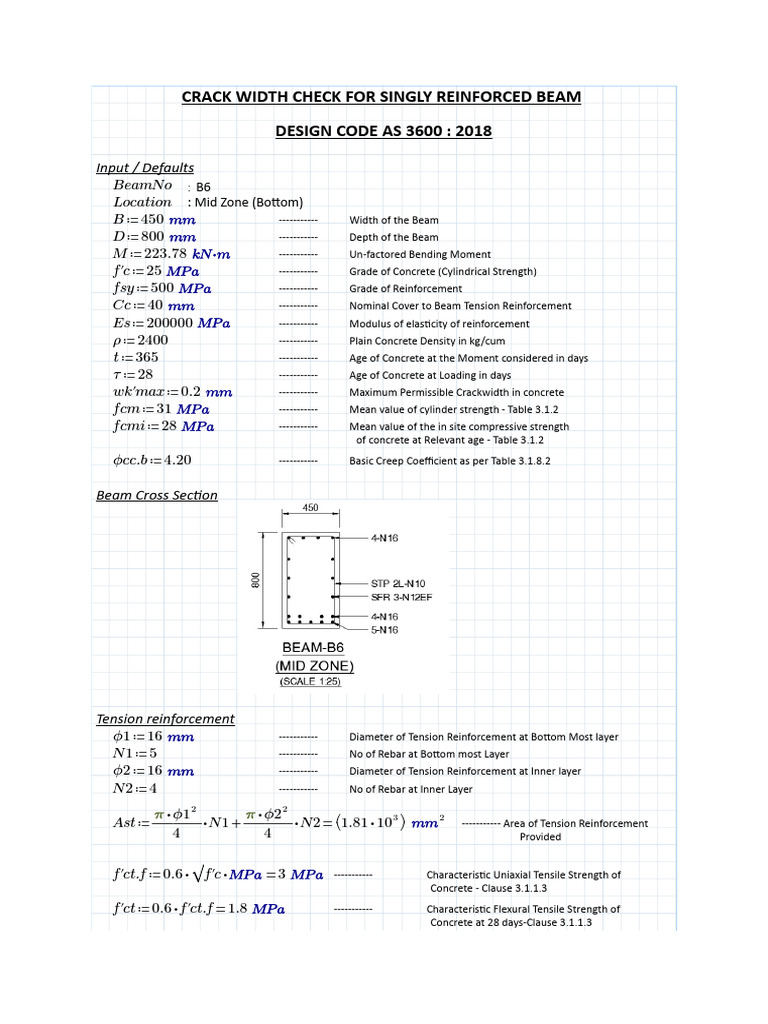Crack Width Analysis for Beam Design | PDF | Strength Of Materials ...