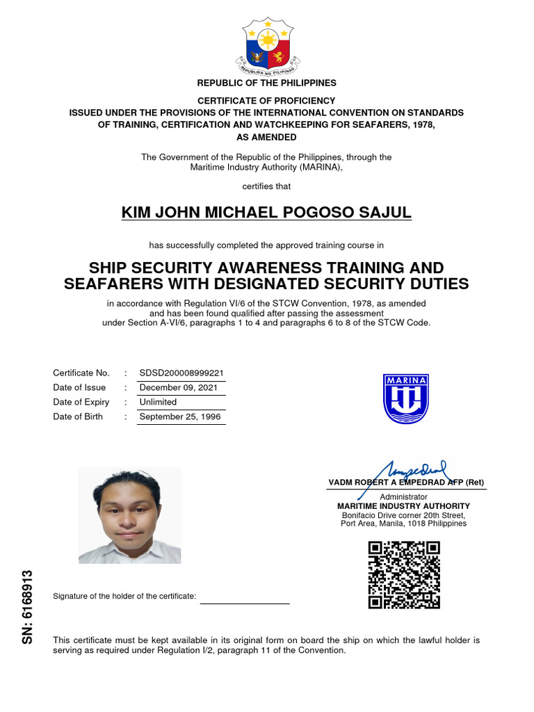 security awareness certificate stcw