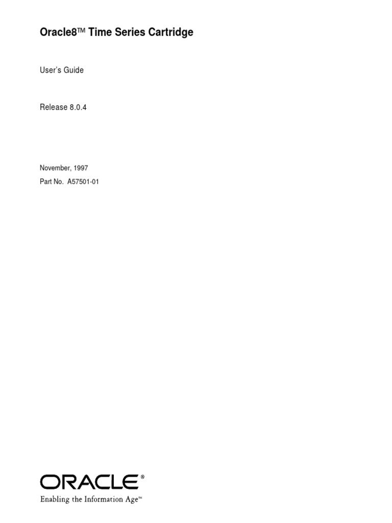 Oracle8 Time Series Cartridge User's Guide PDF Databases Sql