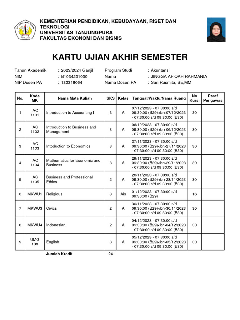 Aplikasi Kartu Ujian Semester Excel