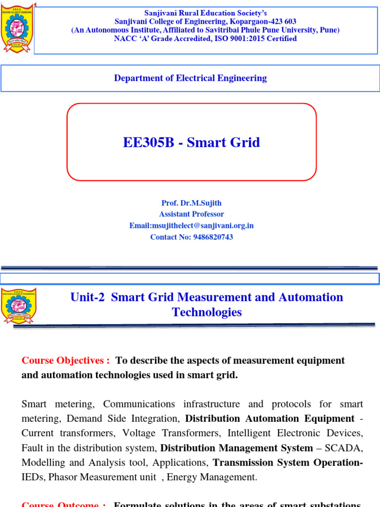 Unit-2 Smart Grid Measurement and Automation Technologies | PDF ...