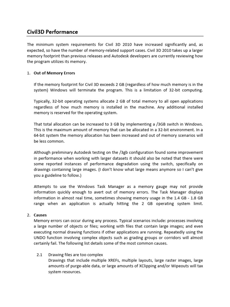 AutoCAD Civil 3D Performance Optimization 2 | PDF | Windows Xp ...