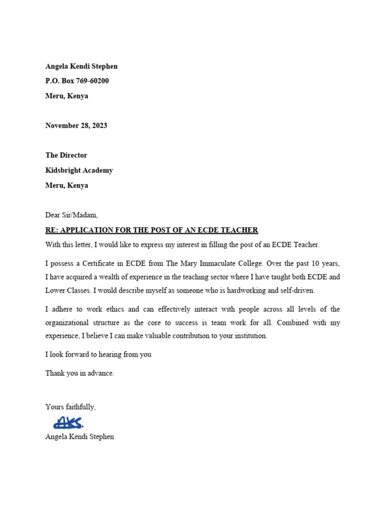 Angela Application Letter | PDF