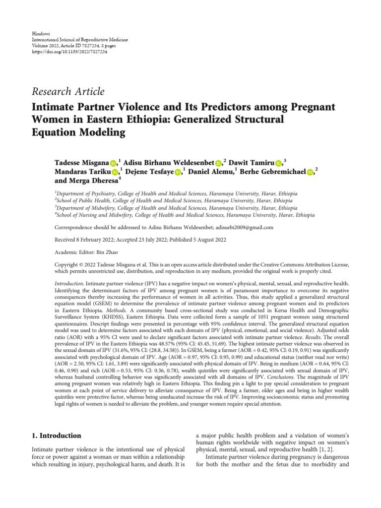 Intimate Partner Violence and Its Predictors Among | PDF | Violence ...