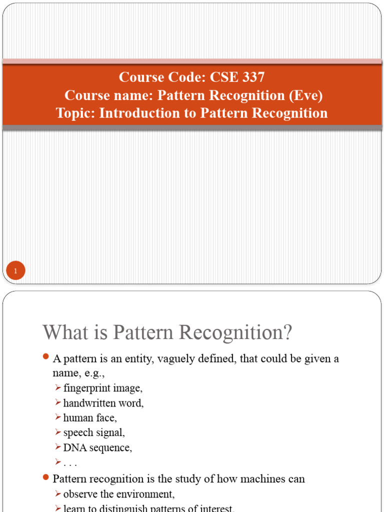 Lecture 01 (Introduction To Pattern Recognition) | PDF | Pattern ...
