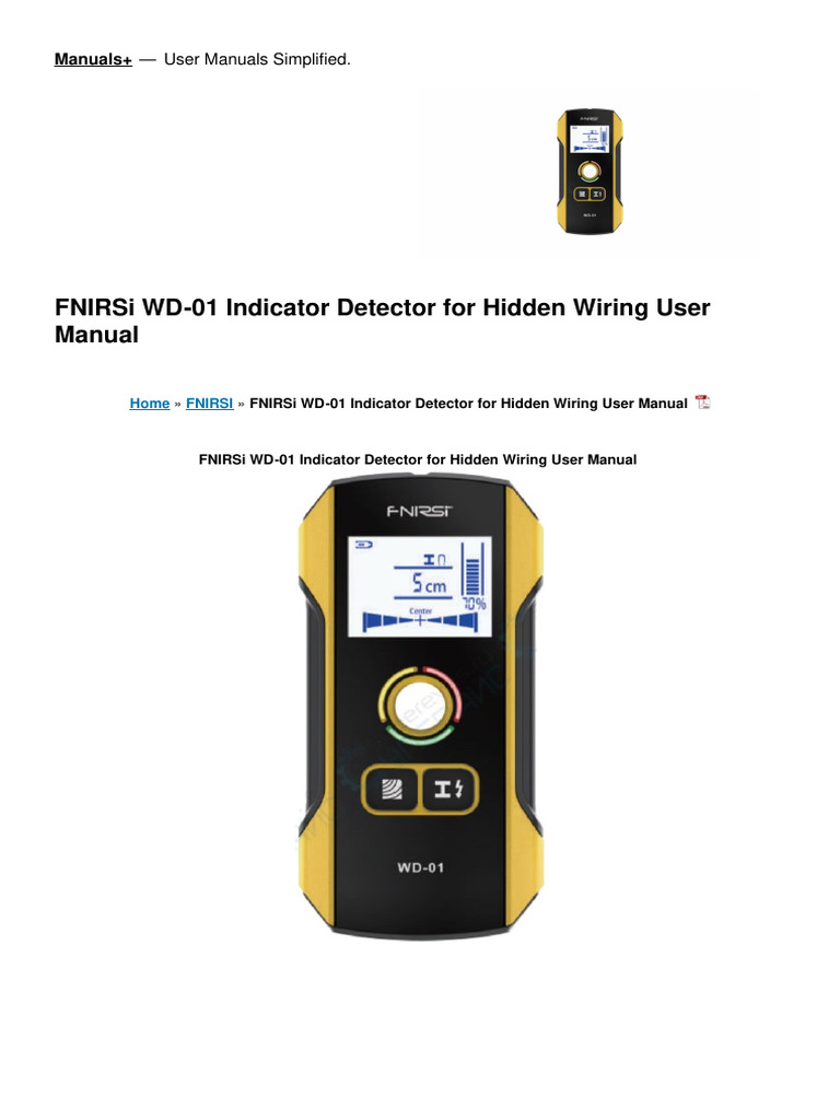 FNIRSI WD-01 Hidden Wire Detector Manual | PDF | Wire | Sensor