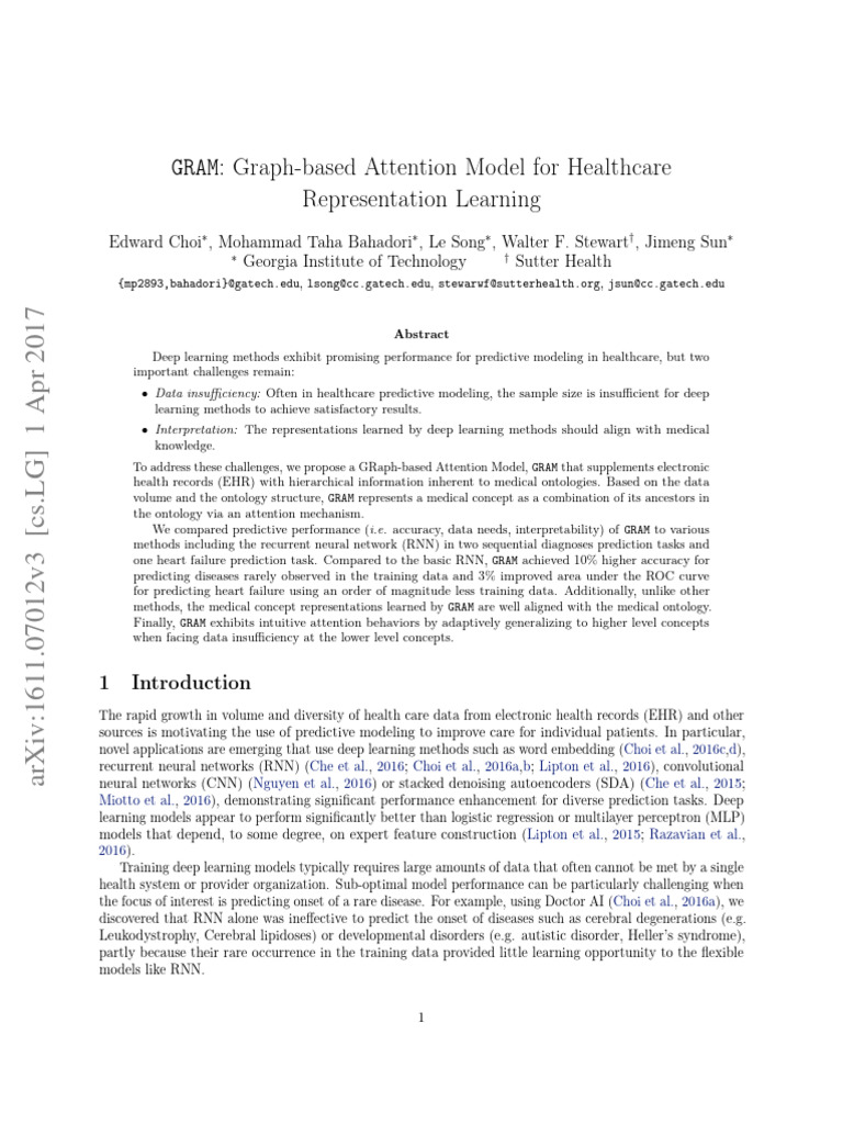 GRAM Graph-Based Attention Model For Healthcare Representation Learning ...