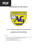 Annual Online Credential Form For Associate Pastor 2023