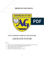 Annual Online Credential Form For Associate Pastor 2023