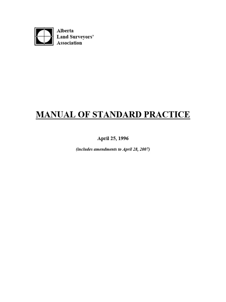 Manual of Standard Practice 2007 (Survey) PDF Surveying Variance