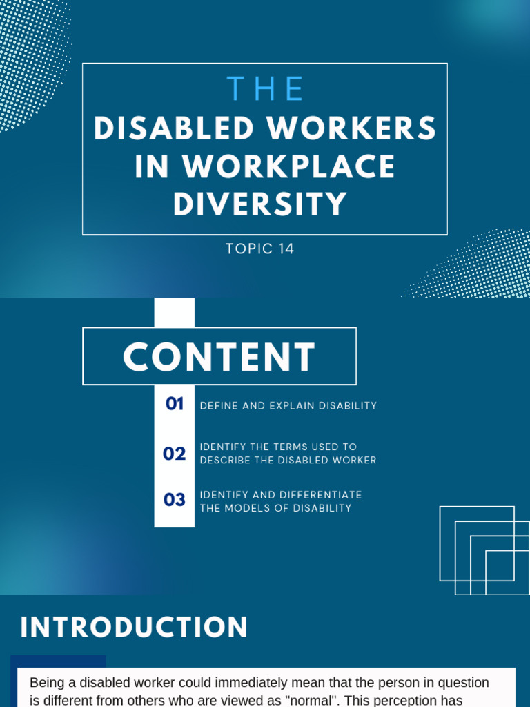 Disabled Workers In Workplace Diversity Pdf Disability Employment