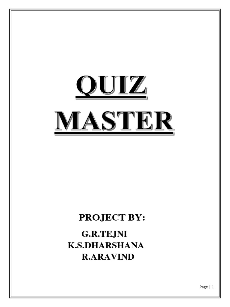 Quiz Master: Interactive Quiz System | PDF | Databases | My Sql