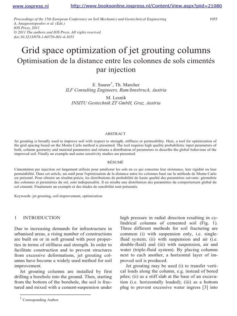 Jet Grouting Column Grid Optimization | PDF | Probability Distribution ...