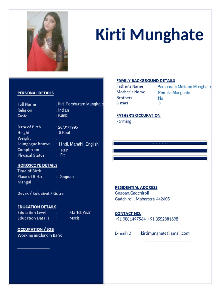 10 Marriage Biodata Template in Word | PDF