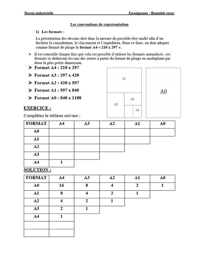 Dessin industriel : Formats et perspectives | PDF | Perspective ...