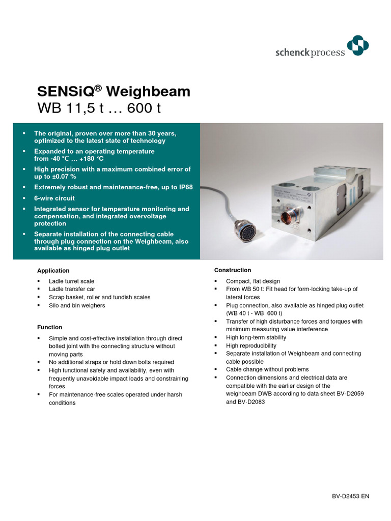 Sensiq Weighbeam: WB 11,5 T 600 T | PDF | Electrical Connector ...