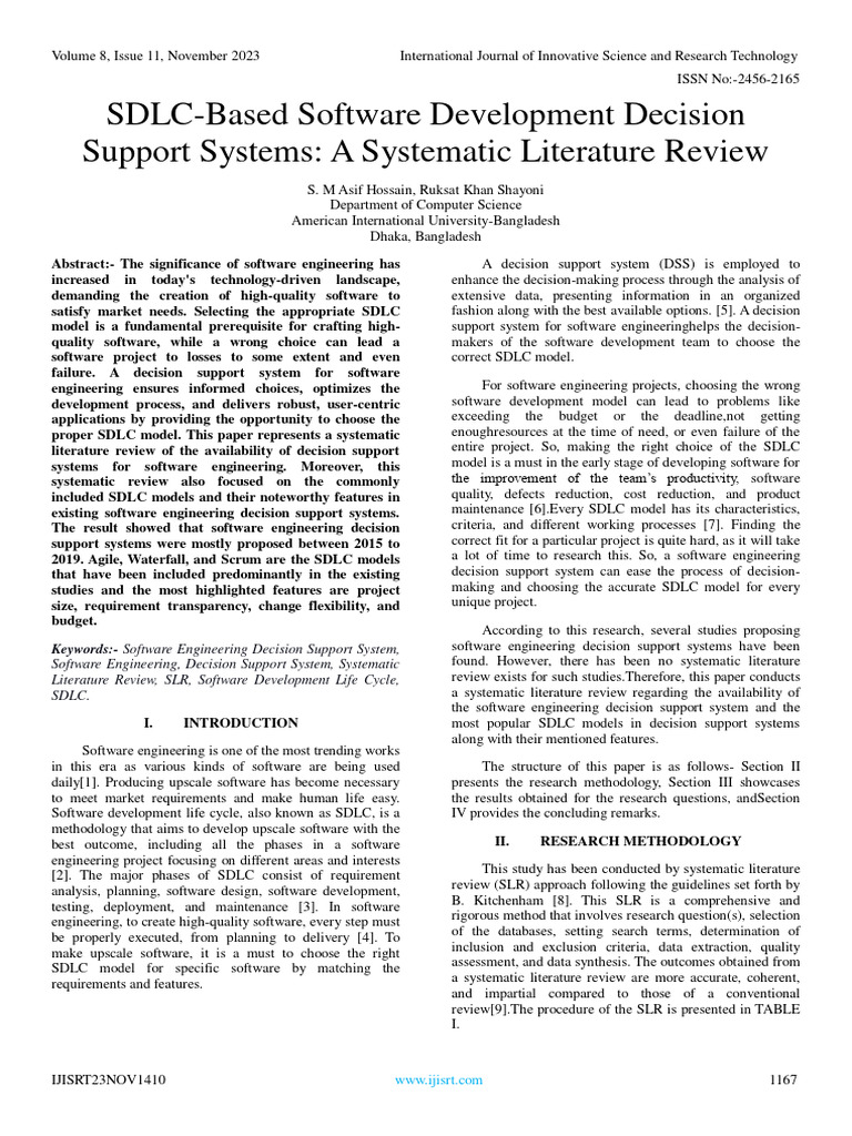 SDLC Decision Support Systems Review | PDF | Software Development ...