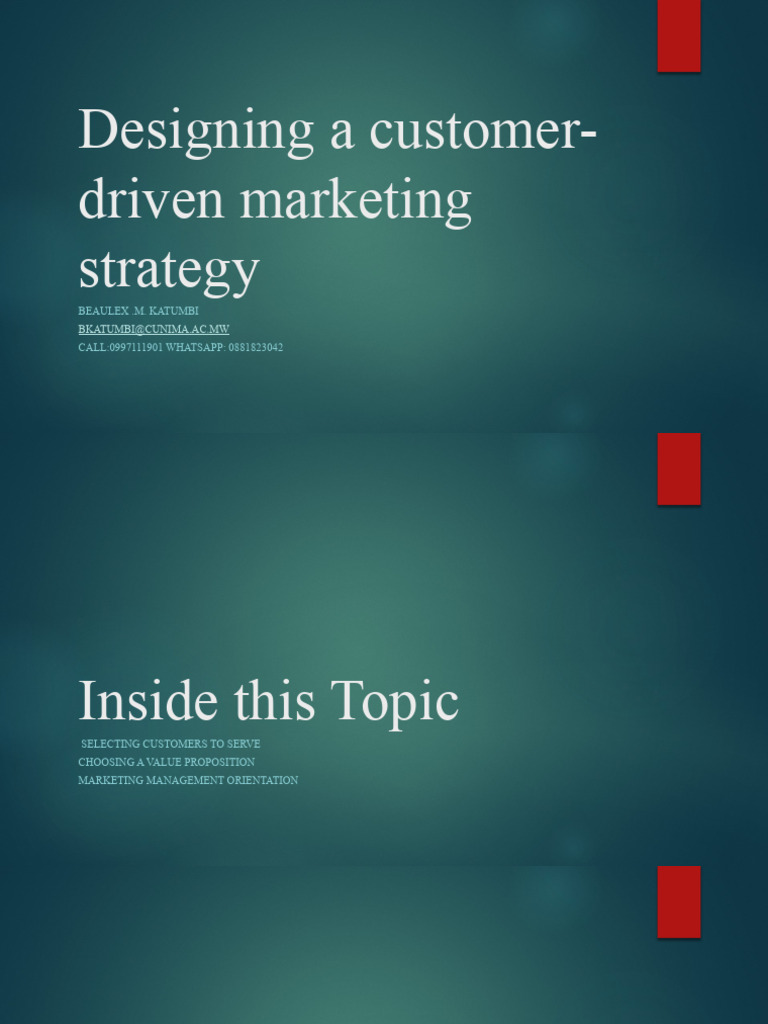 Designing Customer Driven Strategy Pdf Marketing Customer