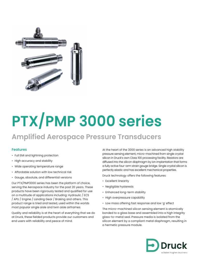 Druck PTXPMP 3000 Series Amplified Aerospace Pressure Transducers