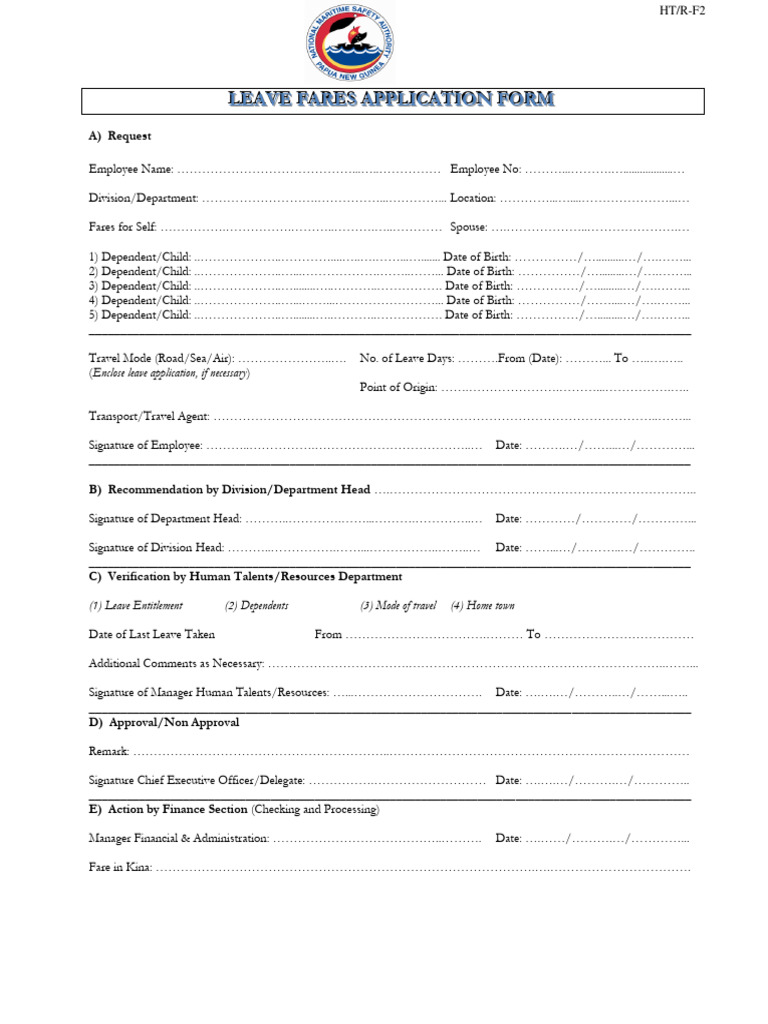 HTR2-Leave Fares Application Form | PDF