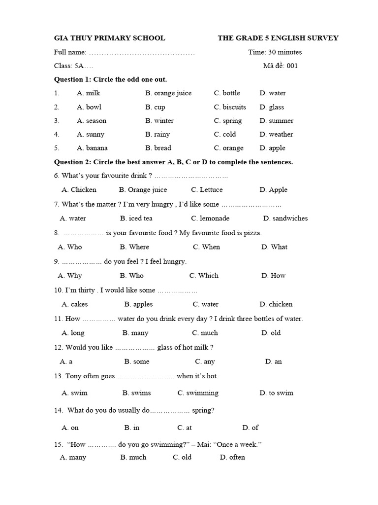 grade-5-english-survey-april-pdf-foods-food-and-drink-preparation