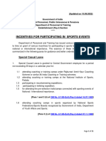 Incentives To Sportspersons - Information Document - 1