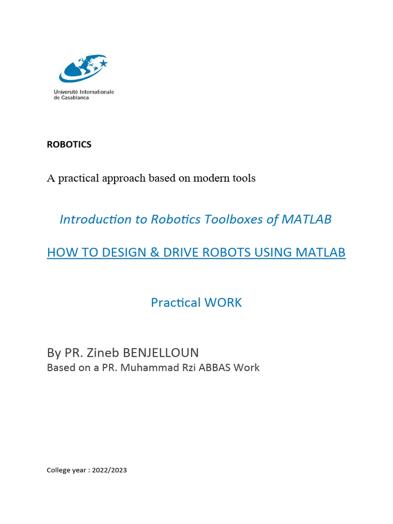 Designing Robots with MATLAB Toolboxes | PDF | Cartesian Coordinate ...