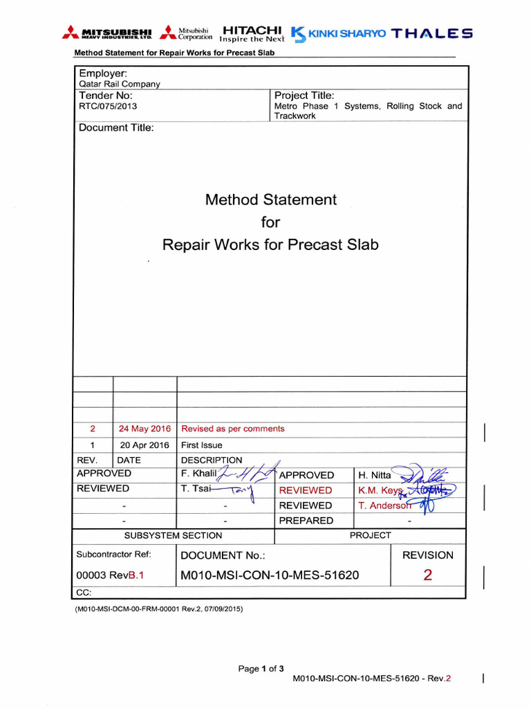 Precast Slab Repair Method Statement | PDF | Concrete | Personal ...