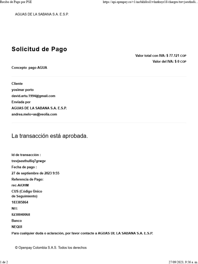 Pago Agua | PDF