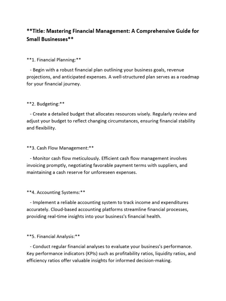 Mastering Financial Management Guide | PDF | Finance & Money Management ...