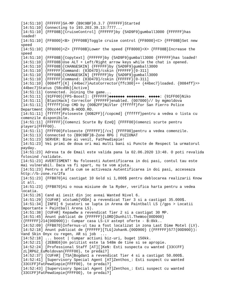 SA-MP 0.3.7 Server Connection Log | PDF