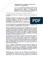 Audiencia de Legalización de La Orden y Diligencia de