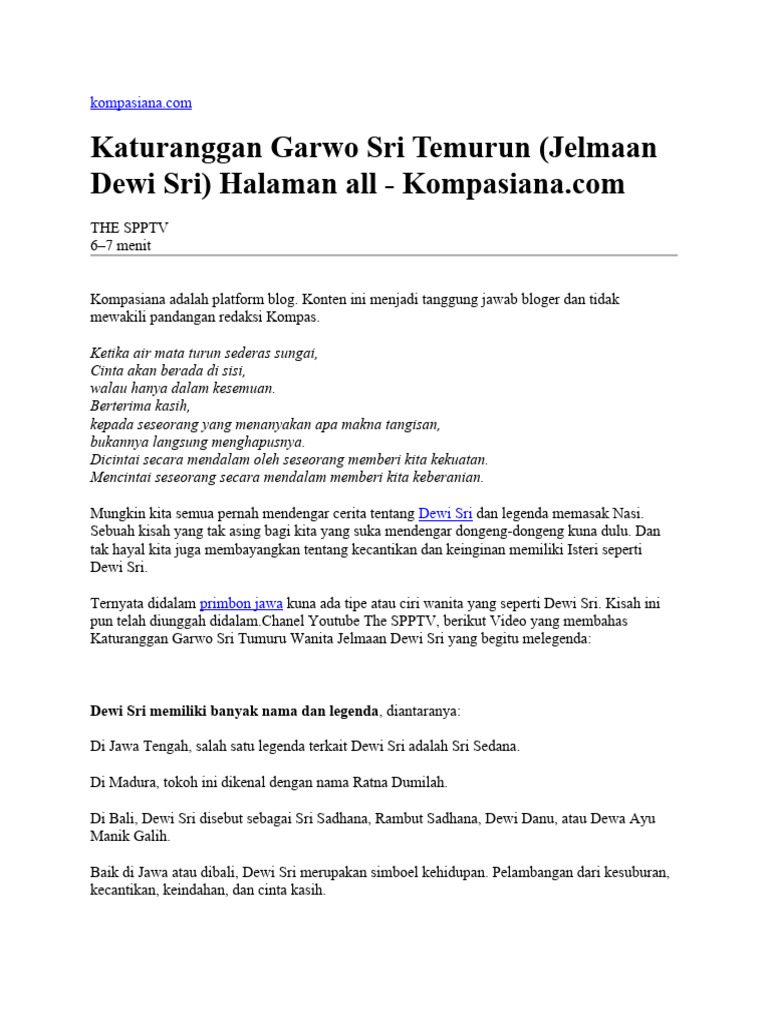 Katuranggan Garwo Sri Temurun | PDF | Pengembangan Diri | Kesehatan ...