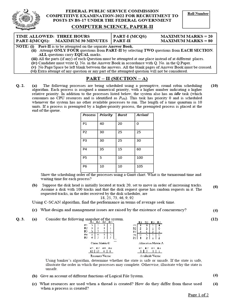 Computer Science, Paper2 Subjective 1 PDF J Query Document