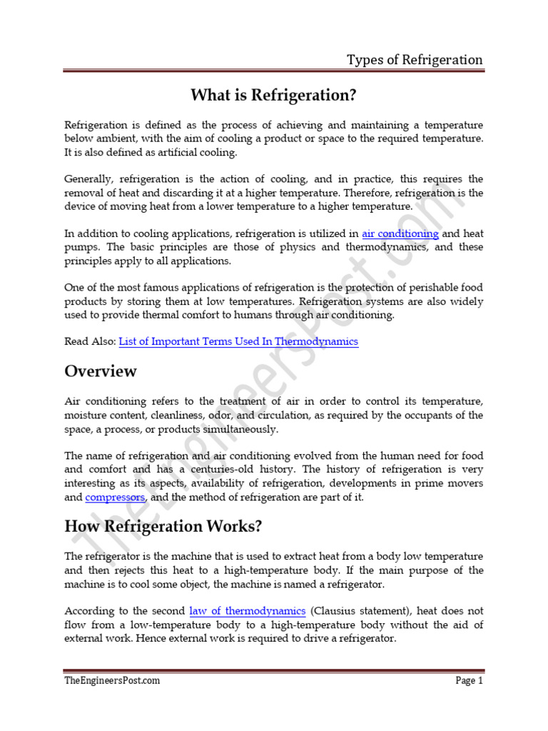 What Is Refrigeration PDF Refrigeration Ice