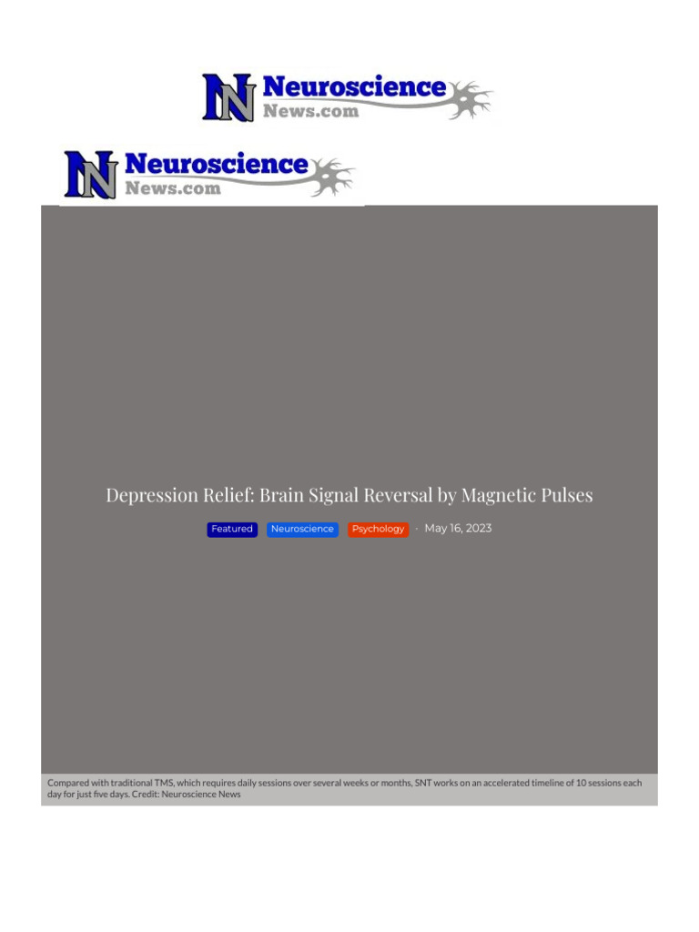 Depression Relief Brain Signal Reversal by Pulses