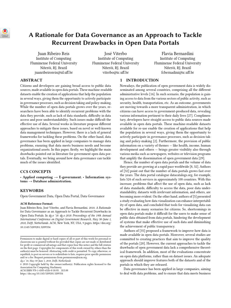 A Rationale For Data Governance As An Approach To Tackle Recurrent ...