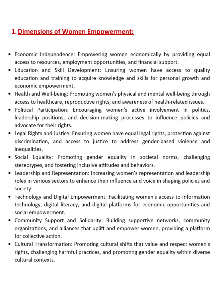 Dimensions of Women Empowerment PDF Empowerment Gender Equality