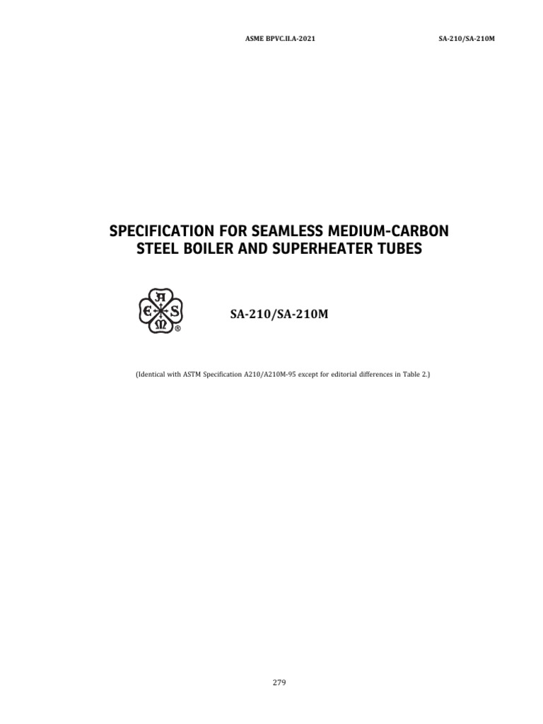 Asme sa 210 2021 pdf pipe fluid conveyance heat treating
