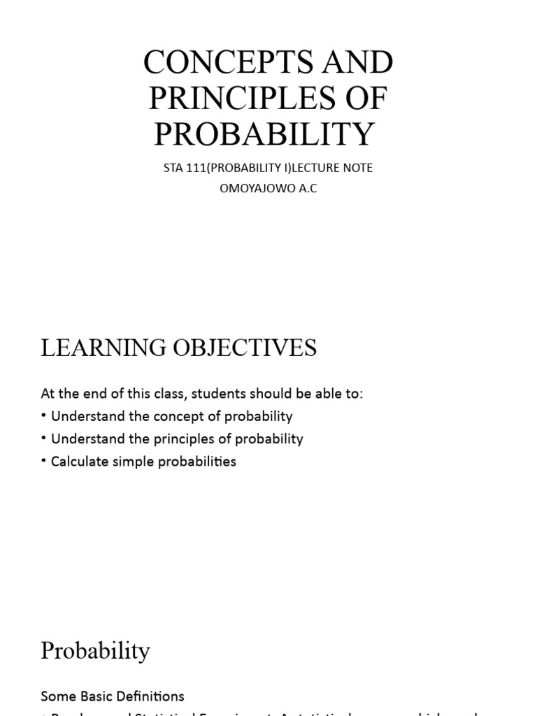 Principles of Probability in STA 111 | PDF | Probability | Experiment