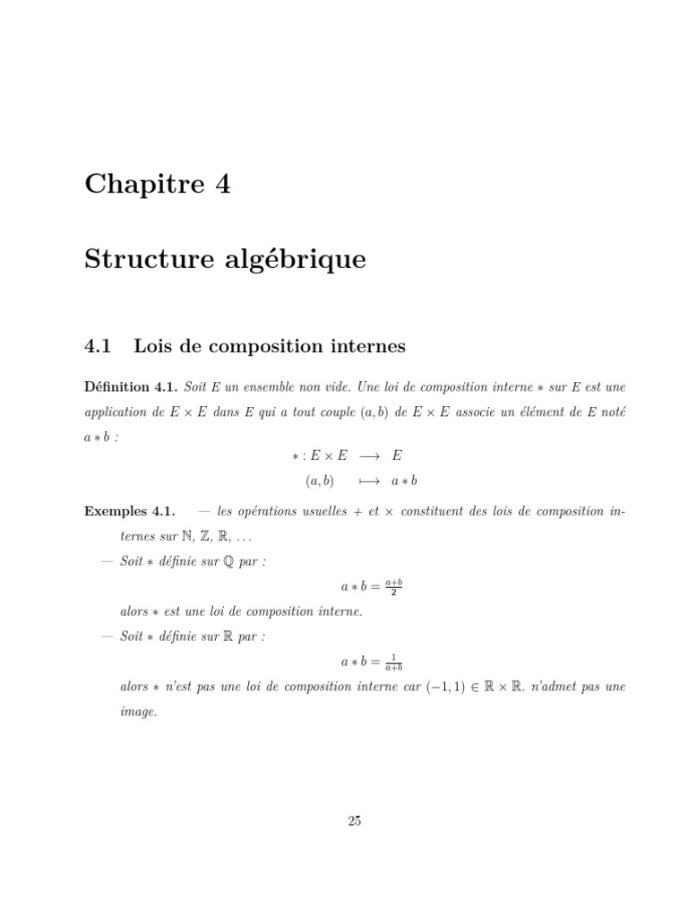 Lois de composition internes en algèbre | PDF | Anneau (mathématiques ...