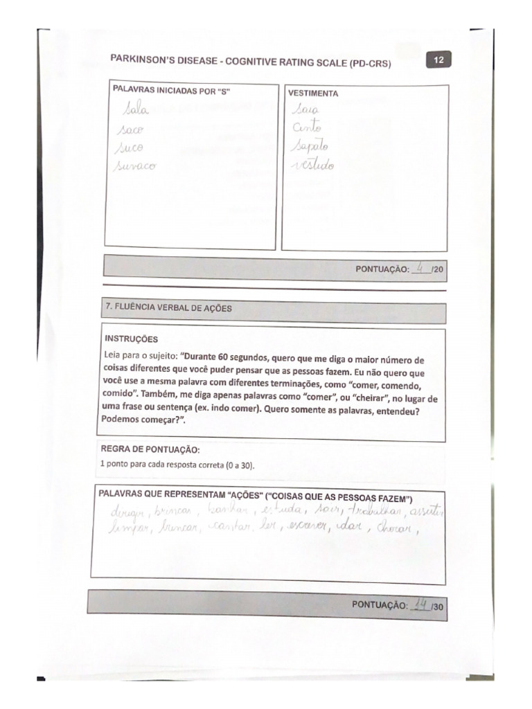 Parkinson's Disease - Cognitive Rating Scale (PD-CRS) | PDF