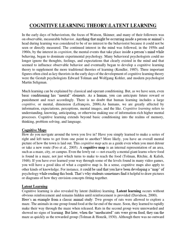 1587181622latent Learning | PDF | Behaviorism | Learning
