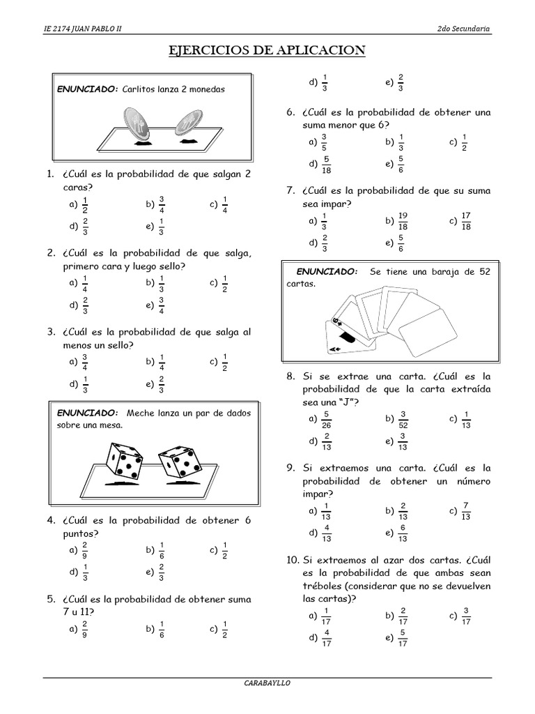 Ejercicios de Probabilidades para Secundaria | PDF