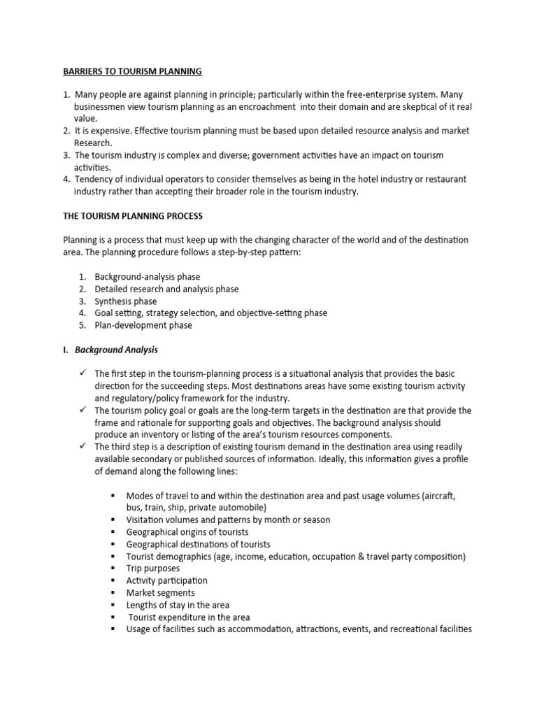 Barriers in Tourism Planning Analysis | PDF | Tourism | Marketing