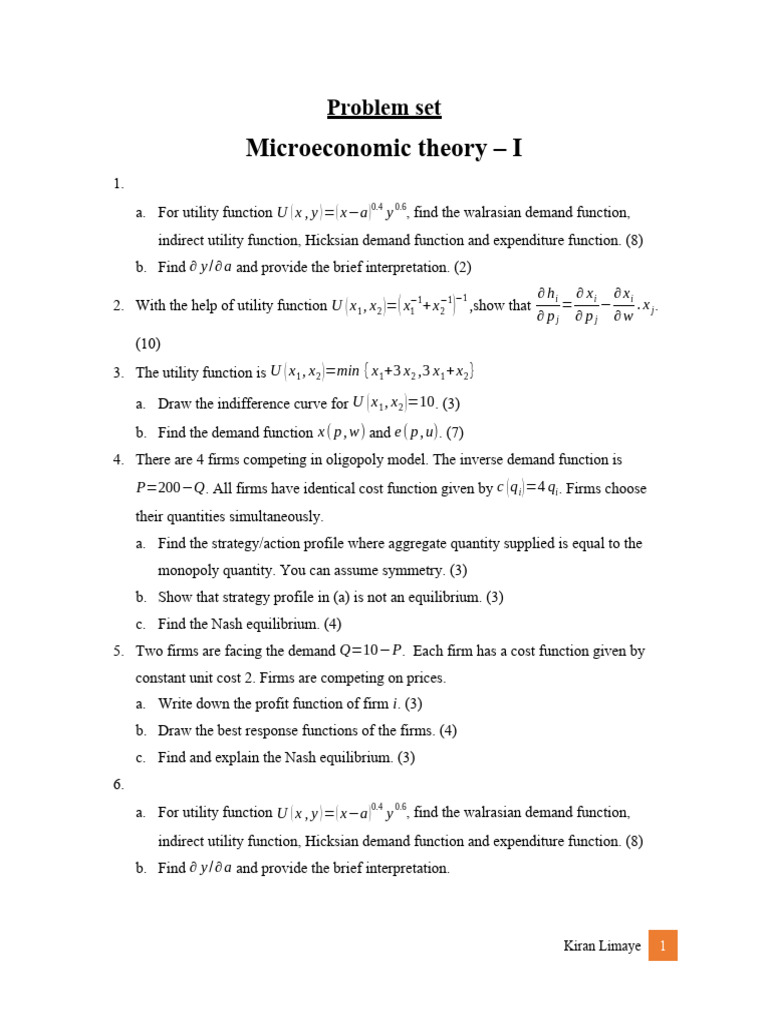 Master Problem Set 091123 Ecv5J1sEHl | PDF | Economic Equilibrium | Demand