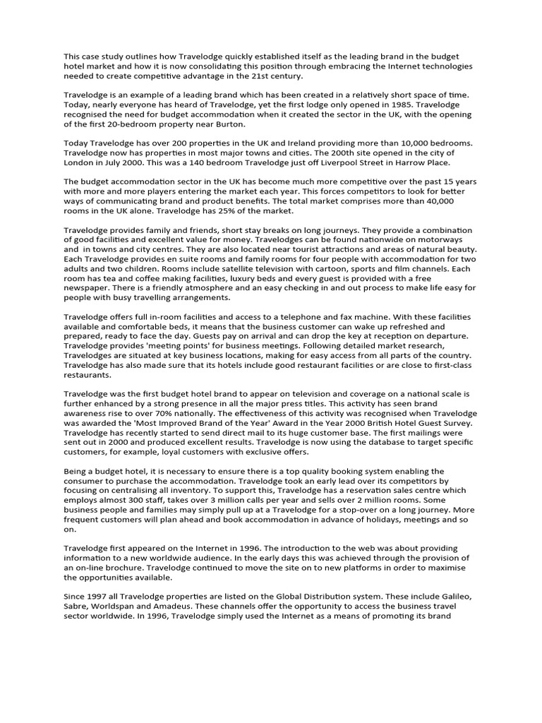 Orgmgt Case Study Travelodge PDF Brand
