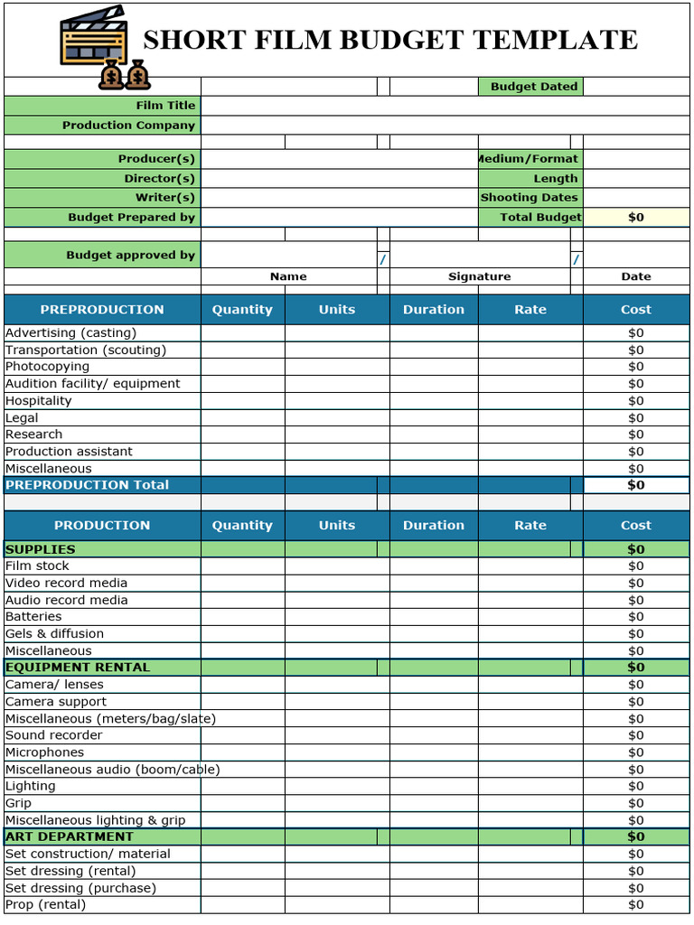 Copy of Копия - Short Film Budget Template - | PDF | Audio Engineer ...