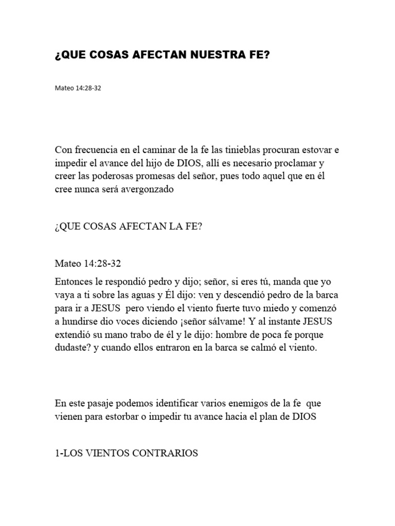 Que Cosas Afectan Nuestra Fe | PDF | Jesús